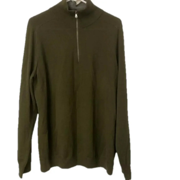 Gap 100% Italian Merino Wool Men’s XL 3/4 Zip‎ Sweater Green - Picture 1 of 10